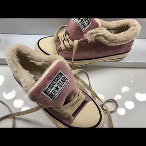 Furry pink sneakers
